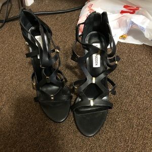 Steve Madden black and gold sandal/heel